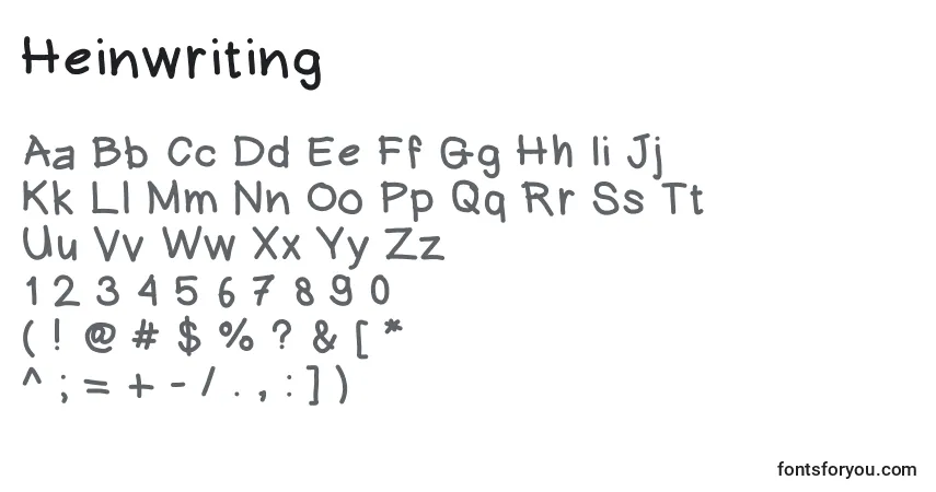 Czcionka Heinwriting – alfabet, cyfry, specjalne znaki