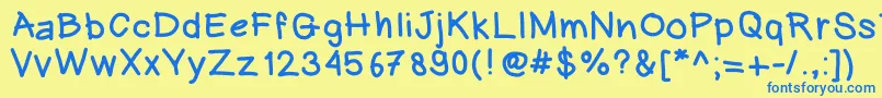 Heinwriting Font – Blue Fonts on Yellow Background
