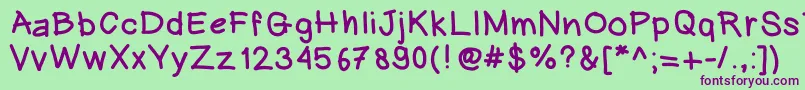 Czcionka Heinwriting – fioletowe czcionki na zielonym tle