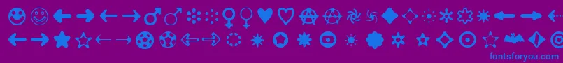 フォントDistro2Bats – 紫色の背景に青い文字