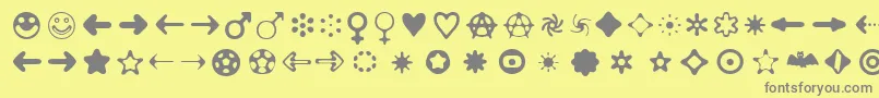 Distro2Bats-fontti – harmaat kirjasimet keltaisella taustalla
