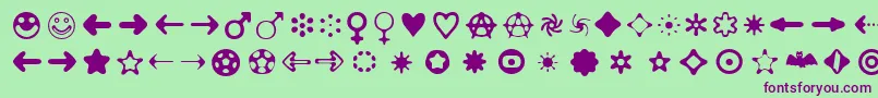 Distro2Bats-Schriftart – Violette Schriften auf grünem Hintergrund