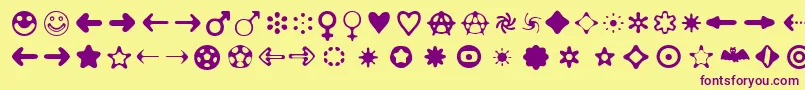 Distro2Bats-fontti – violetit fontit keltaisella taustalla