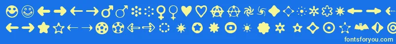 フォントDistro2Bats – 黄色の文字、青い背景