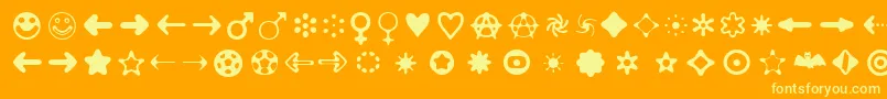 Distro2Bats-fontti – keltaiset fontit oranssilla taustalla