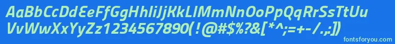 Panefresco999wtItalic Font – Green Fonts on Blue Background