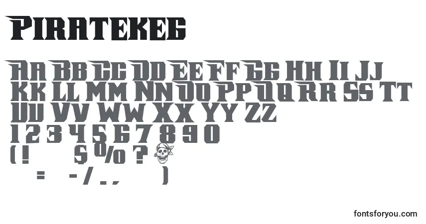 Schriftart Piratekeg – Alphabet, Zahlen, spezielle Symbole