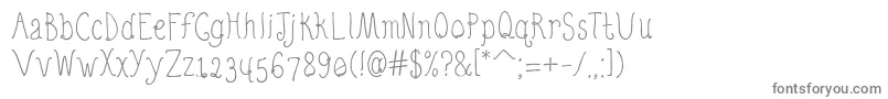 QuirkyNots-fontti – harmaat kirjasimet valkoisella taustalla
