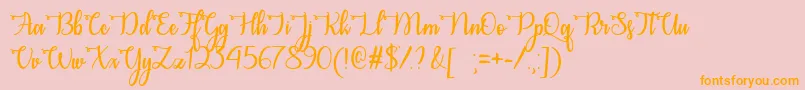 フォントCongratsCalligraphyOtf – オレンジの文字がピンクの背景にあります。