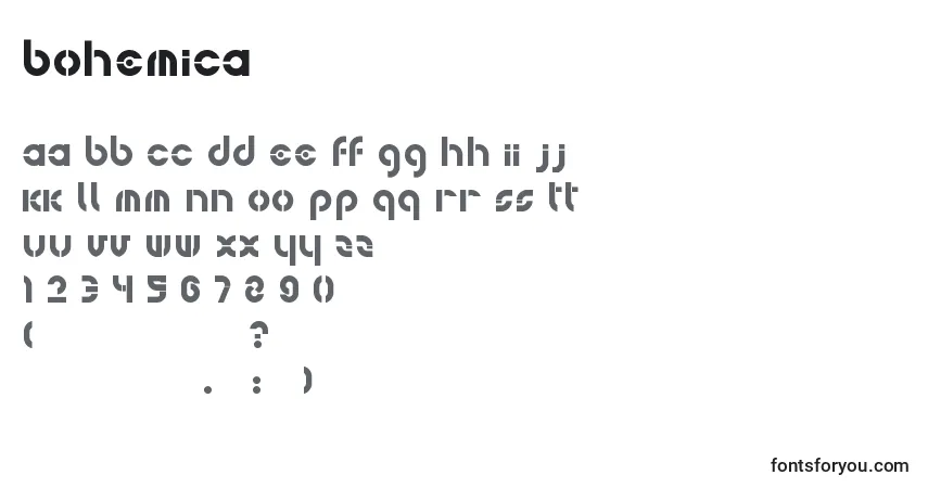 Schriftart Bohemica – Alphabet, Zahlen, spezielle Symbole
