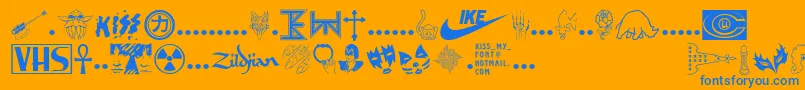 fuente KissMyFont – Fuentes Azules Sobre Fondo Naranja