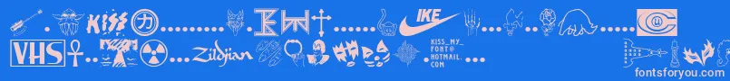 フォントKissMyFont – ピンクの文字、青い背景