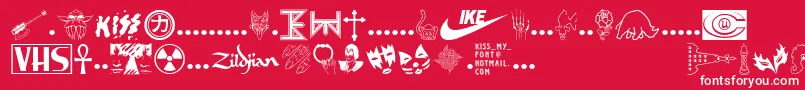 Fonte KissMyFont – fontes brancas em um fundo vermelho