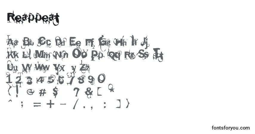 Schriftart Reappeat – Alphabet, Zahlen, spezielle Symbole
