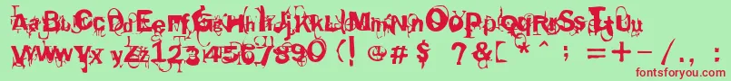 Reappeat-Schriftart – Rote Schriften auf grünem Hintergrund