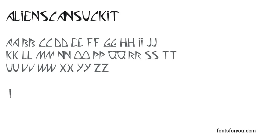Czcionka AliensCanSuckIt – alfabet, cyfry, specjalne znaki
