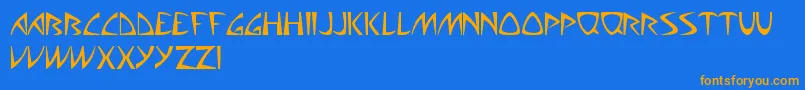 AliensCanSuckIt-Schriftart – Orangefarbene Schriften auf blauem Hintergrund