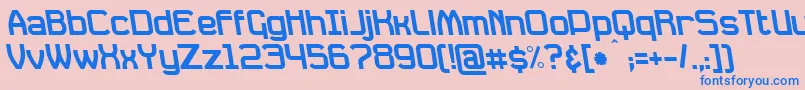 Fonte DavilleRevSlanted – fontes azuis em um fundo rosa
