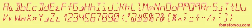 Segment16aItalic-fontti – punaiset fontit keltaisella taustalla