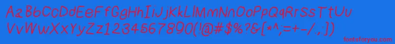 Numbbunnysbdita-Schriftart – Rote Schriften auf blauem Hintergrund