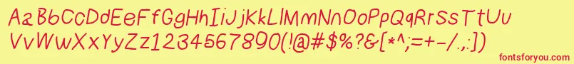 Numbbunnysbdita Font – Red Fonts on Yellow Background