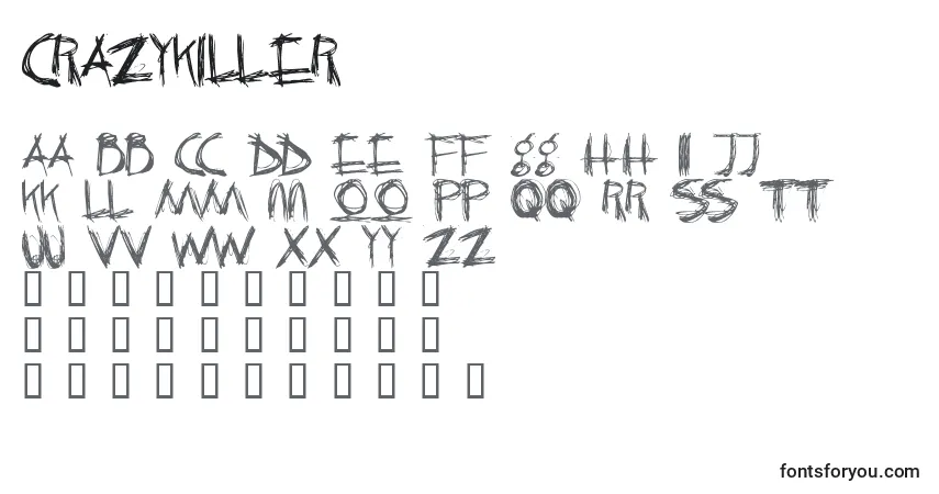 Czcionka CrazyKiller – alfabet, cyfry, specjalne znaki