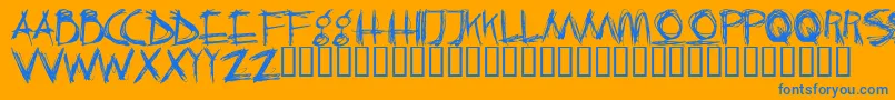 CrazyKiller-Schriftart – Blaue Schriften auf orangefarbenem Hintergrund