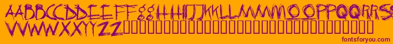 CrazyKiller-Schriftart – Violette Schriften auf orangefarbenem Hintergrund