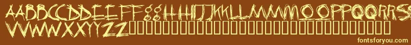 CrazyKiller-fontti – keltaiset fontit ruskealla taustalla