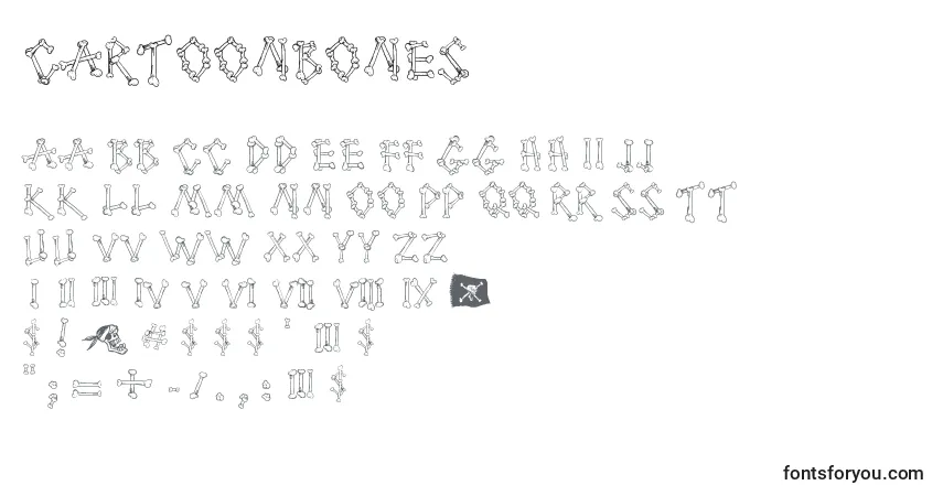 A fonte CartoonBones – alfabeto, números, caracteres especiais