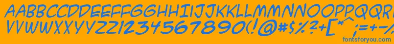 Acmesai-Schriftart – Blaue Schriften auf orangefarbenem Hintergrund