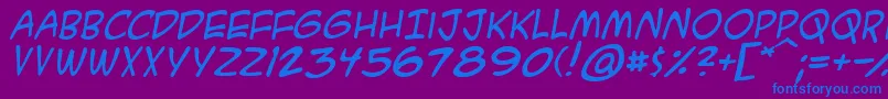 Acmesai-Schriftart – Blaue Schriften auf violettem Hintergrund