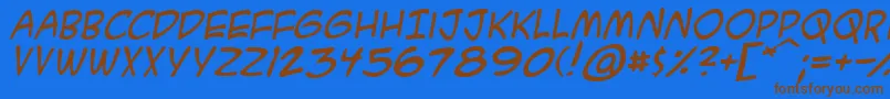 Acmesai-Schriftart – Braune Schriften auf blauem Hintergrund