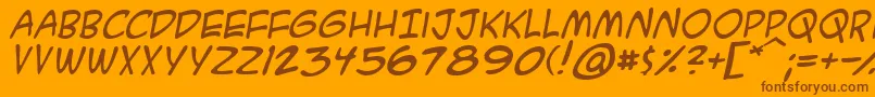 Acmesai-Schriftart – Braune Schriften auf orangefarbenem Hintergrund