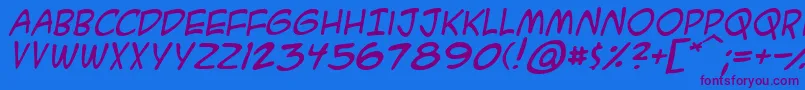 Acmesai-Schriftart – Violette Schriften auf blauem Hintergrund