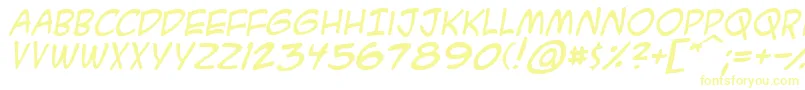 フォントAcmesai – 白い背景に黄色の文字