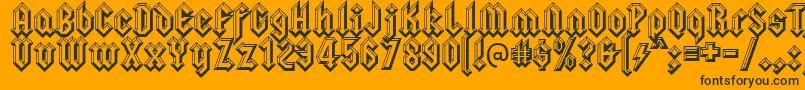 Шрифт Squealerembossed – чёрные шрифты на оранжевом фоне
