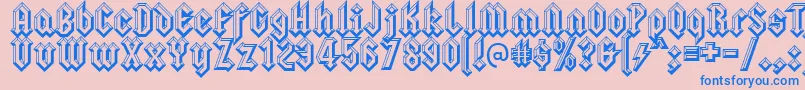 Squealerembossed-fontti – siniset fontit vaaleanpunaisella taustalla