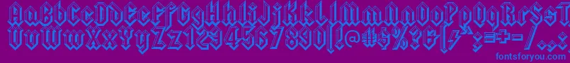 フォントSquealerembossed – 紫色の背景に青い文字