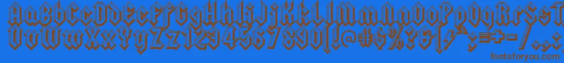 フォントSquealerembossed – 茶色の文字が青い背景にあります。