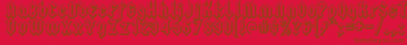 Squealerembossed-Schriftart – Braune Schriften auf rotem Hintergrund