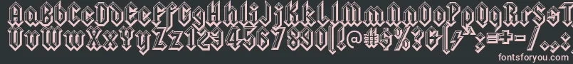 Squealerembossed-fontti – vaaleanpunaiset fontit mustalla taustalla