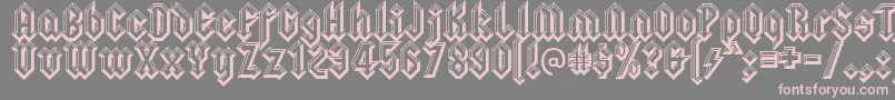 Squealerembossed-fontti – vaaleanpunaiset fontit harmaalla taustalla