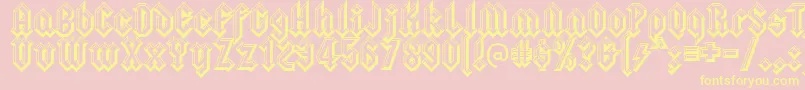 Squealerembossed-fontti – keltaiset fontit vaaleanpunaisella taustalla