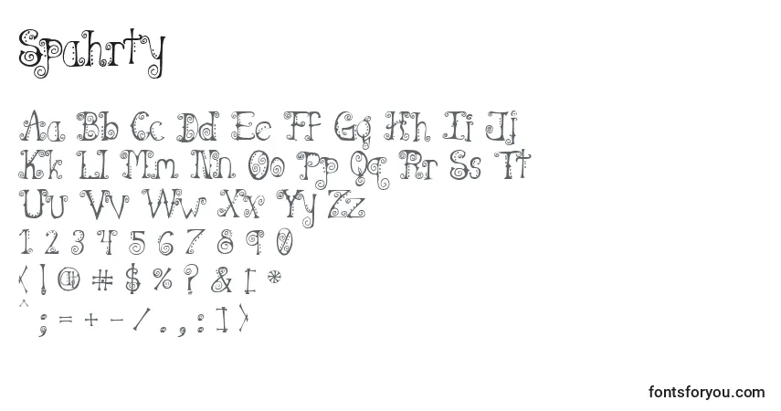 Schriftart Spahrty – Alphabet, Zahlen, spezielle Symbole