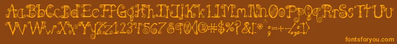 Spahrty-Schriftart – Orangefarbene Schriften auf braunem Hintergrund