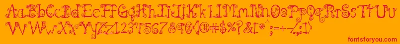 Spahrty-Schriftart – Rote Schriften auf orangefarbenem Hintergrund