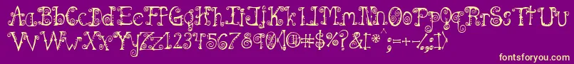 Fonte Spahrty – fontes amarelas em um fundo roxo