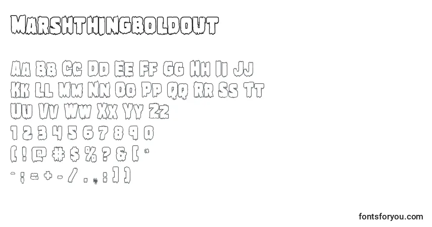 Czcionka Marshthingboldout – alfabet, cyfry, specjalne znaki