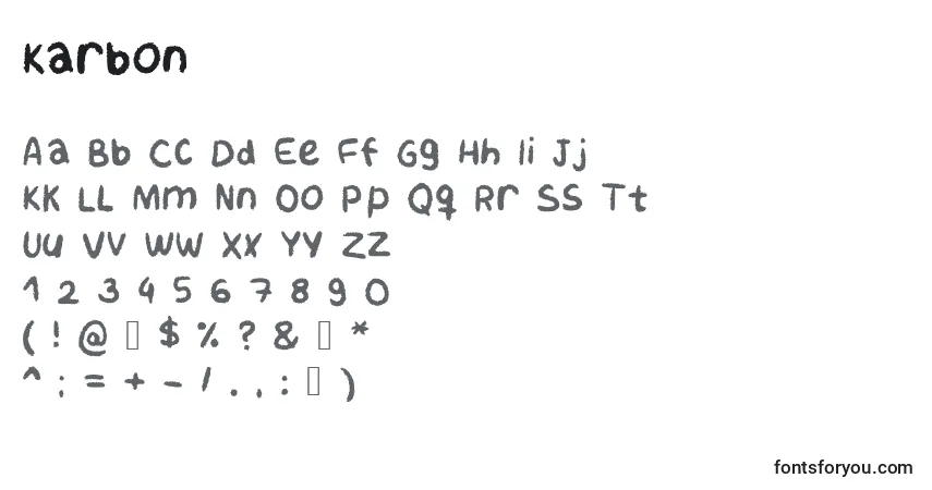Шрифт Karbon – алфавит, цифры, специальные символы
